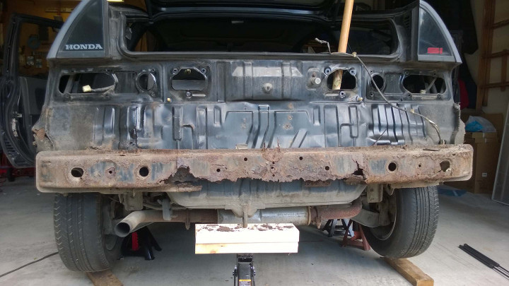 Bumper Cover Removed, Rusted Rear Bumper