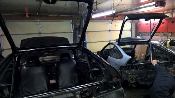 Working on Removing a Piece of the Rear Panel from the First CRX