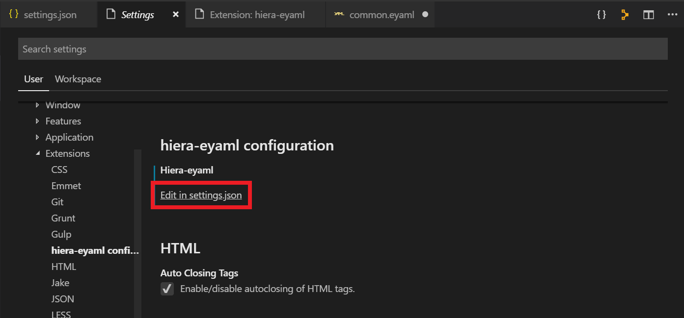 Using hieraeyaml in Visual Studio Code
